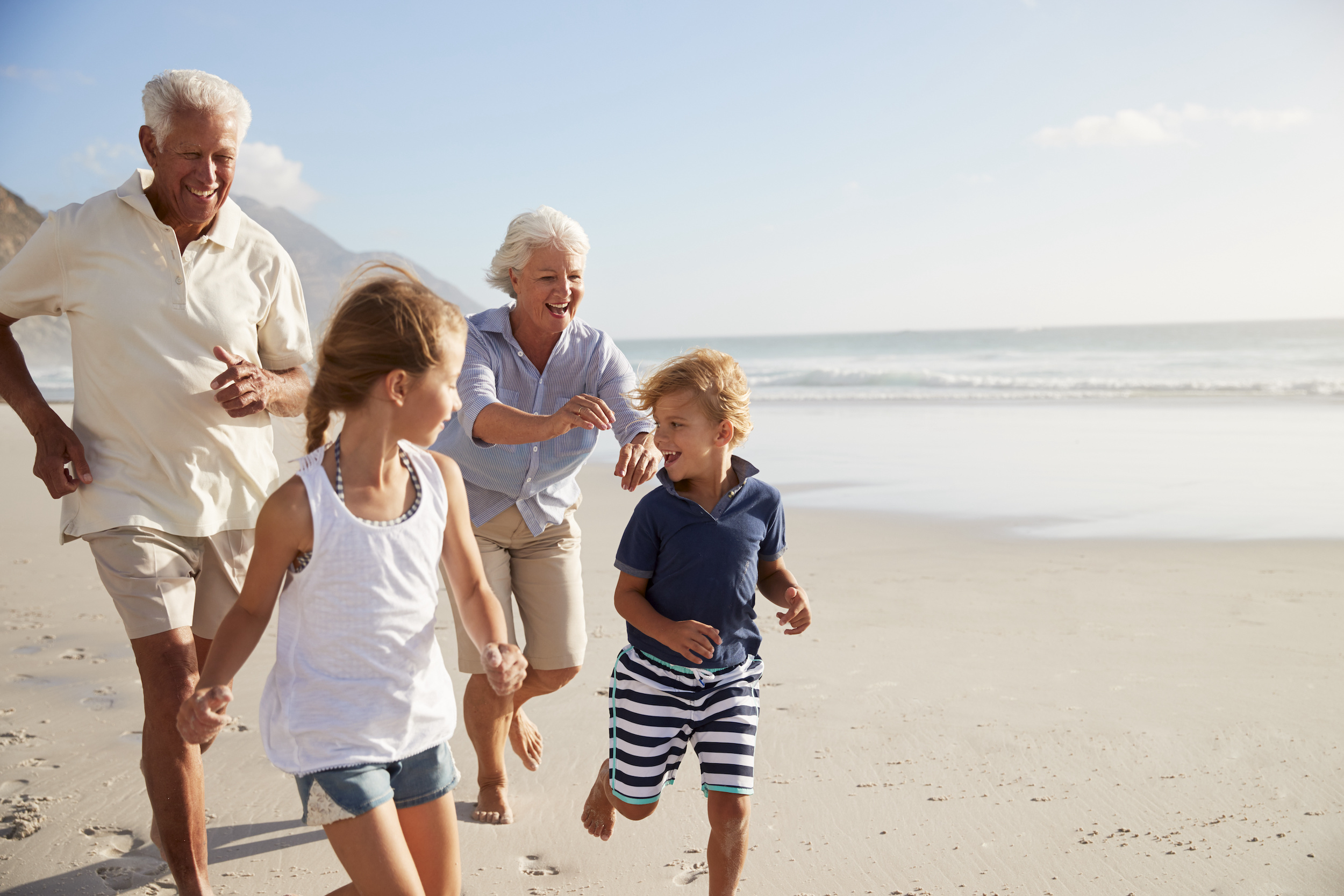 family on beach